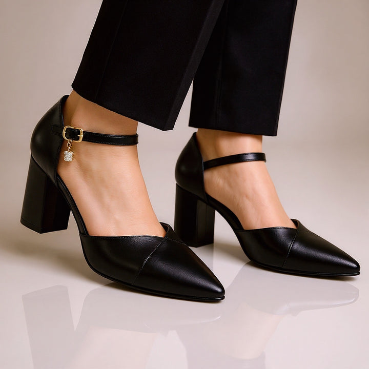 Leather Block Heel Pumps – Women's Pointed Toe Heels | Avelin