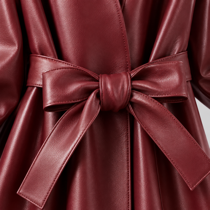 Vittoria Belted Leather Wrap Coat