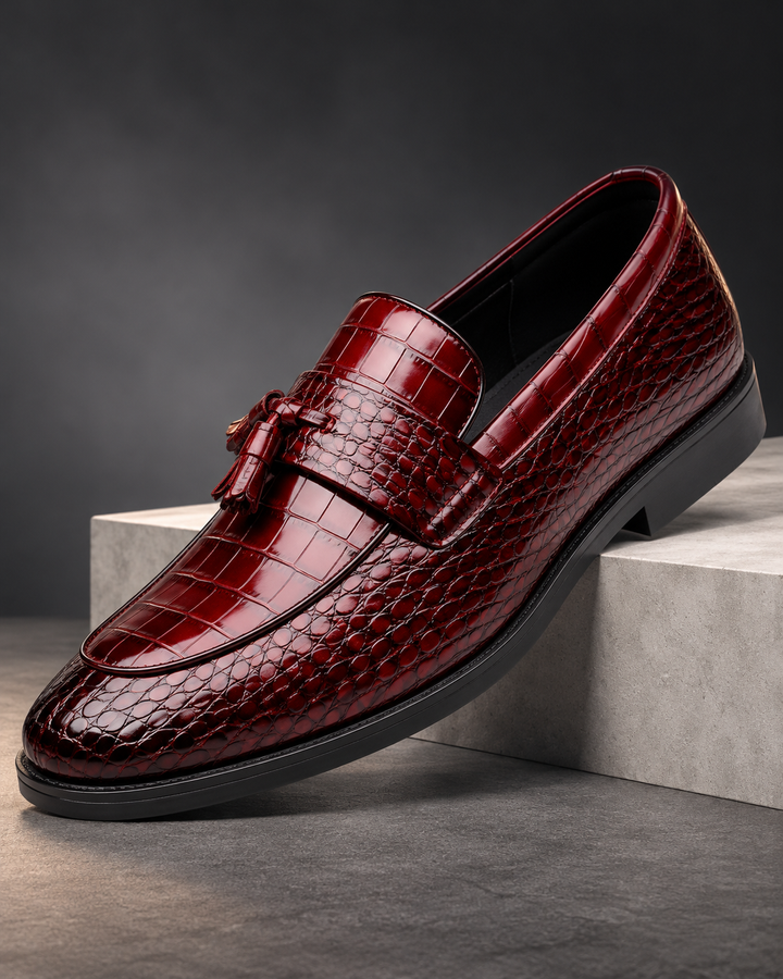 Dante Croc-Embossed Tassel Loafers