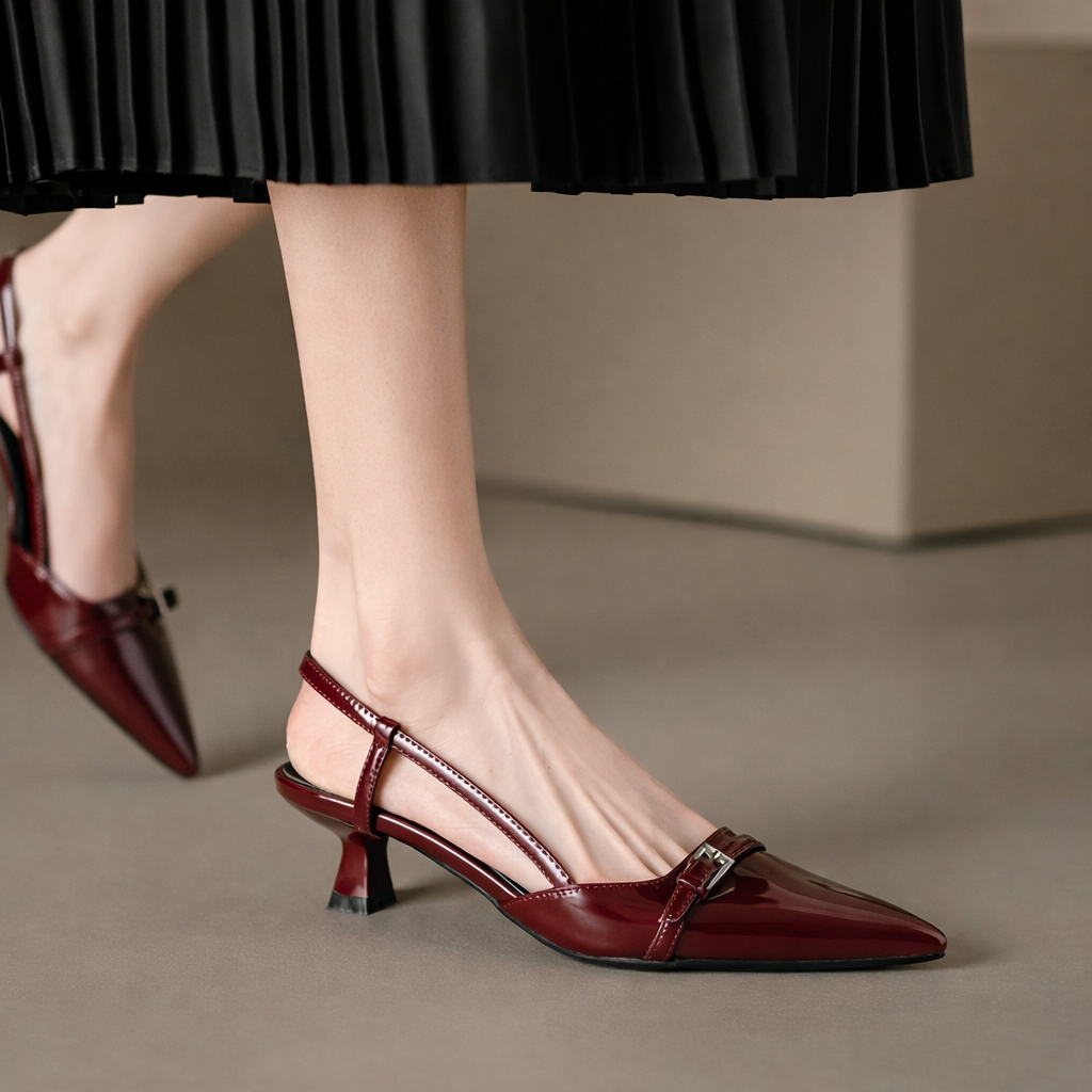 Patent Leather Heel Pumps – Women's Pointed Toe Slingback | Avelin