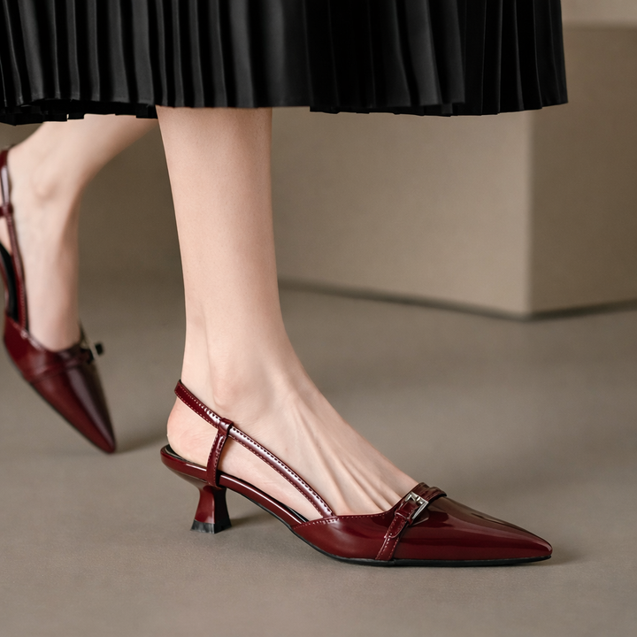 Patent Leather Heel Pumps – Women's Pointed Toe Slingback | Avelin