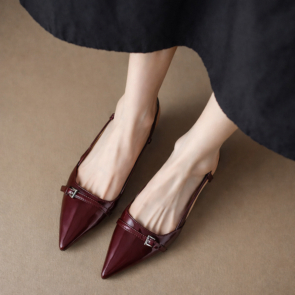 Patent Leather Heel Pumps – Women's Pointed Toe Slingback | Avelin