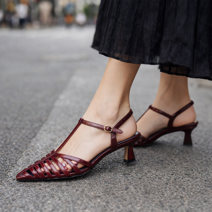 Savona Genuine Leather Slingeback Heels
