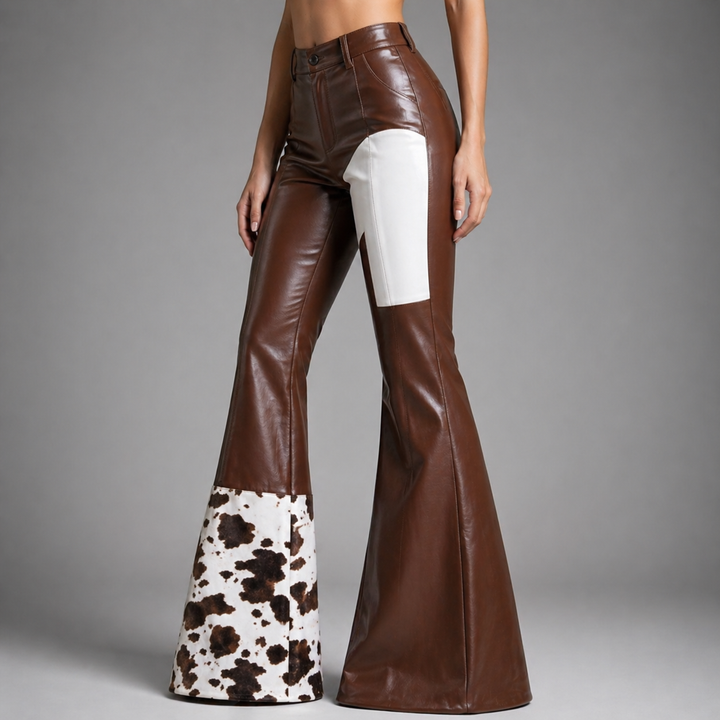 High-Waisted Leather Flare Pants – Women's | Avelin