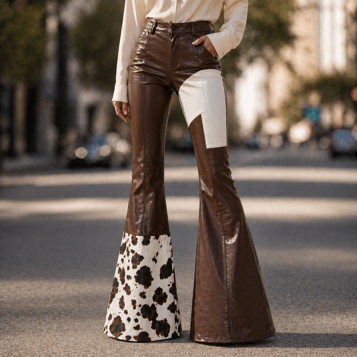 High-Waisted Leather Flare Pants – Women's | Avelin