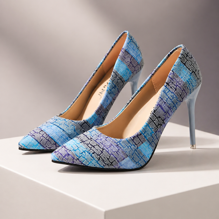 Printed Leather Pointed Toe Heels | Savona