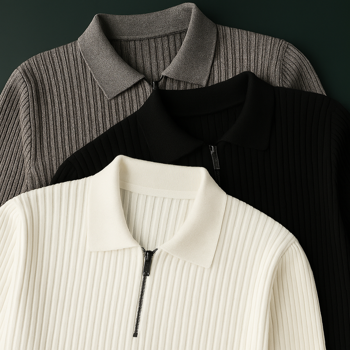 Quarter-Zip Sweater – Cotton Ribbed Men's Sweater | Savoni