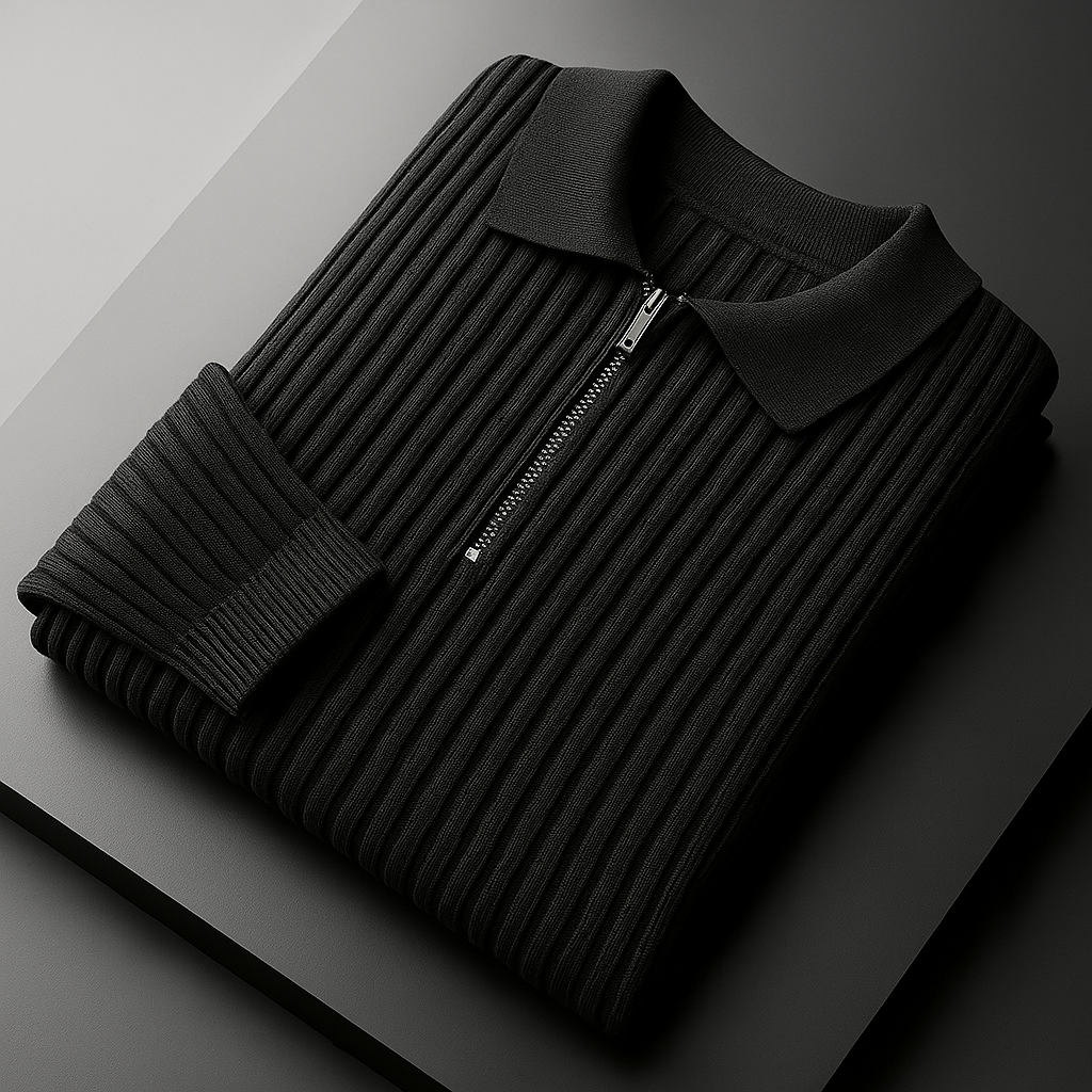 Quarter-Zip Sweater – Cotton Ribbed Men's Sweater | Savoni