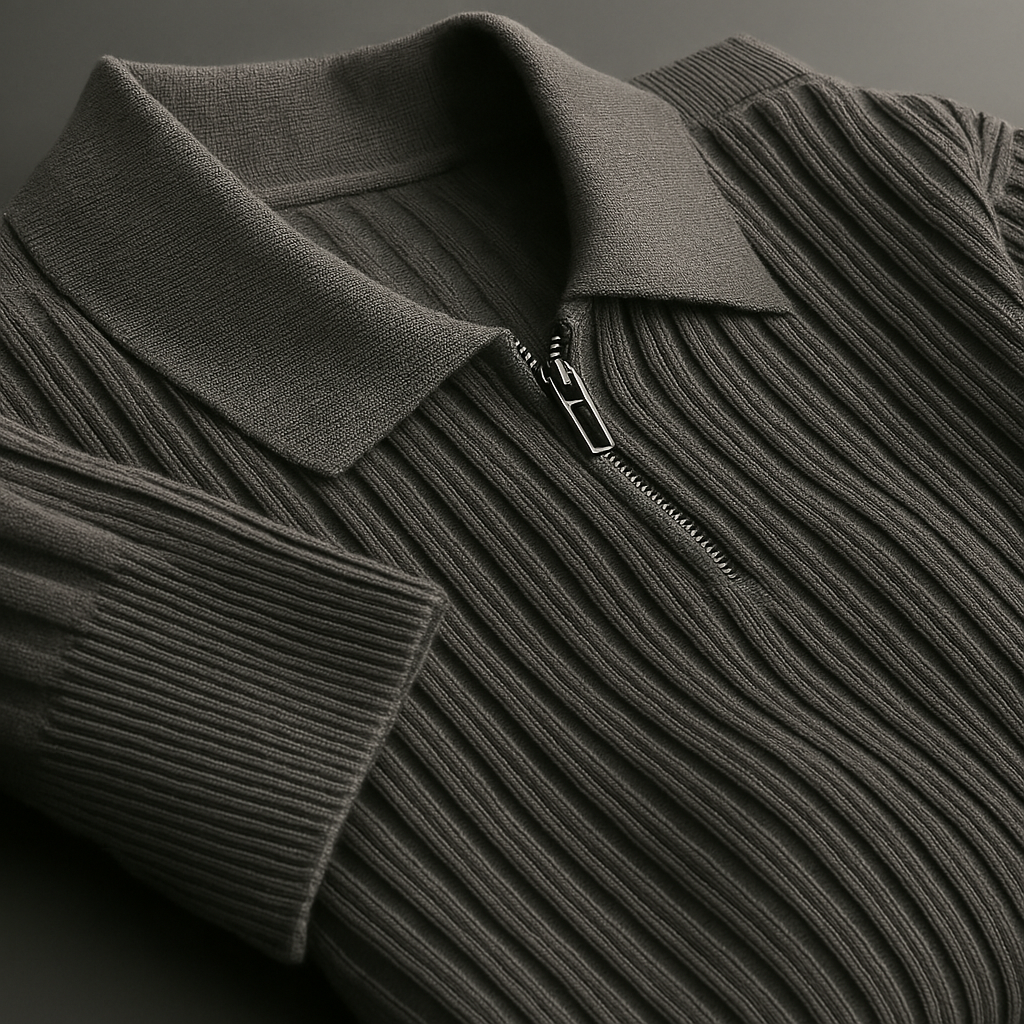 Quarter-Zip Sweater – Cotton Ribbed Men's Sweater | Savoni