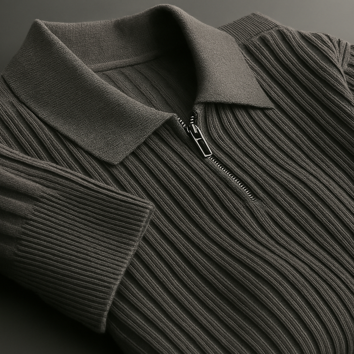Quarter-Zip Sweater – Cotton Ribbed Men's Sweater | Savoni