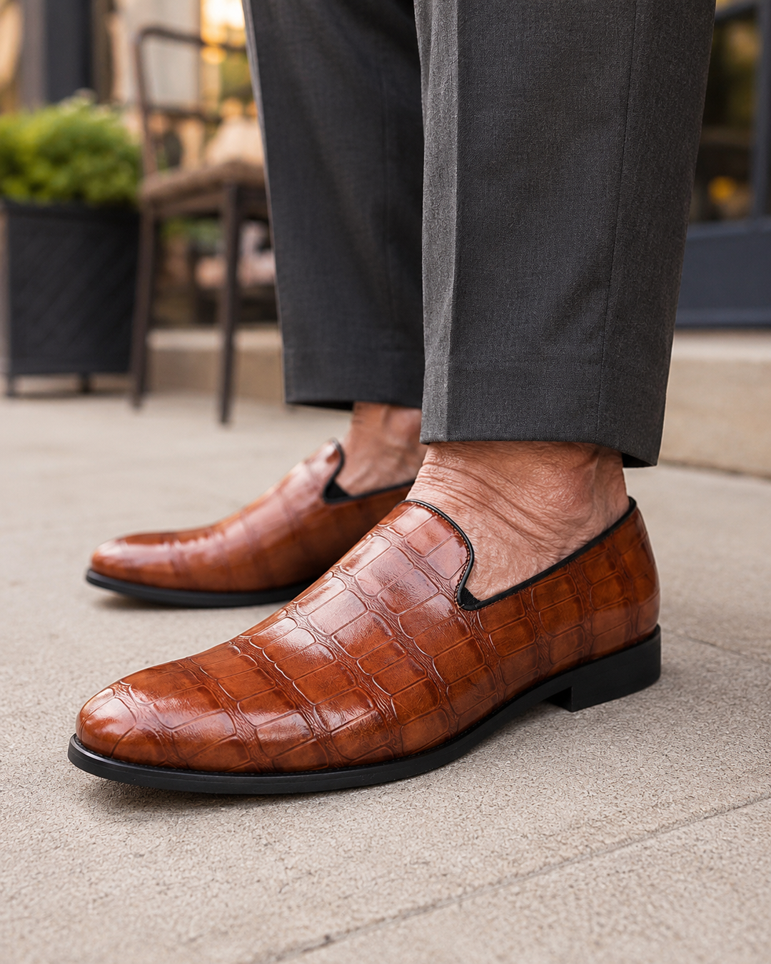 Ravello Croc-Embossed Leather Loafers
