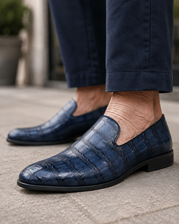 Ravello Croc-Embossed Leather Loafers