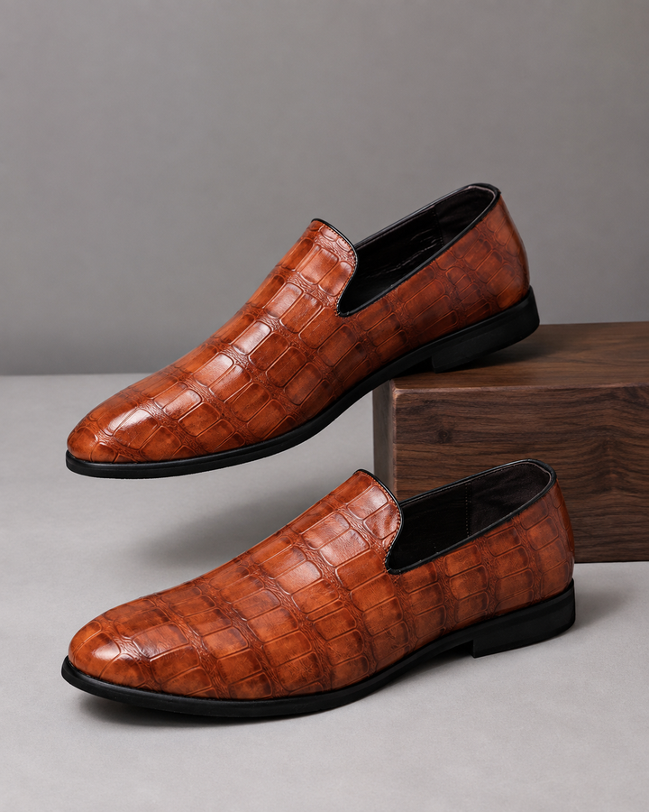 Ravello Croc-Embossed Leather Loafers