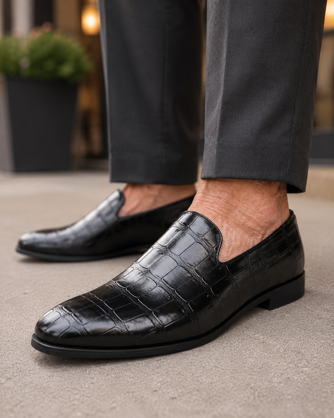 Ravello Croc-Embossed Leather Loafers