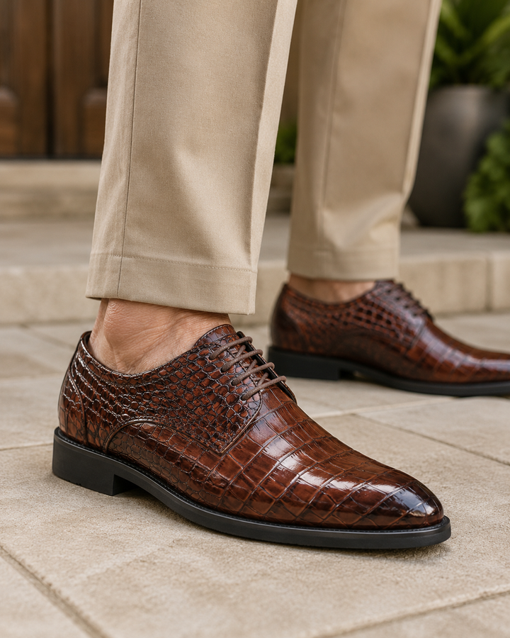 Mavoni Croc-Embossed Leather Dress Shoes