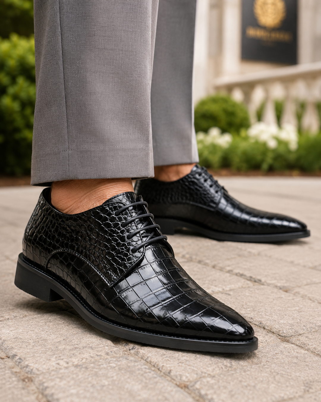 Mavoni Croc-Embossed Leather Dress Shoes