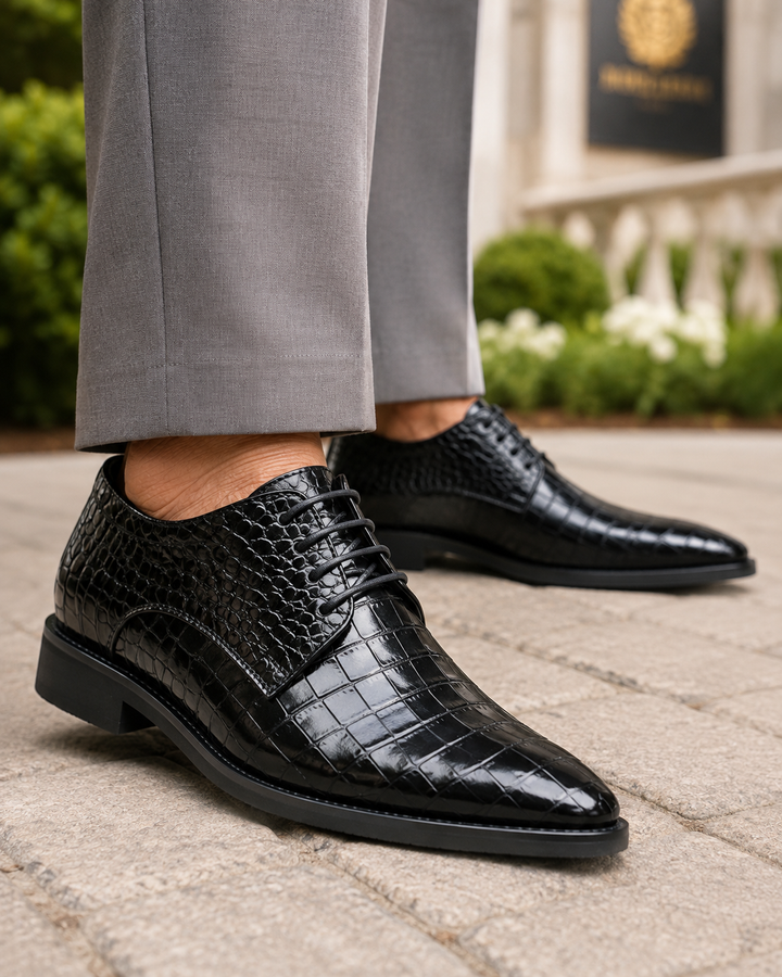 Mavoni Croc-Embossed Leather Dress Shoes