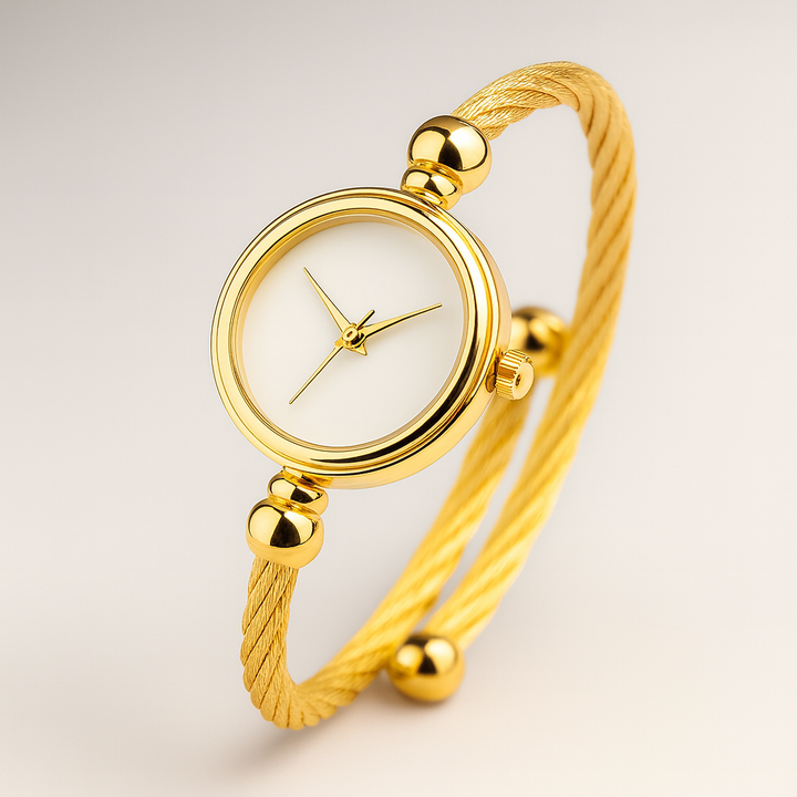 Savona Quartz Watch Bangle in Non-Tarnish Metal Open Bangle Design