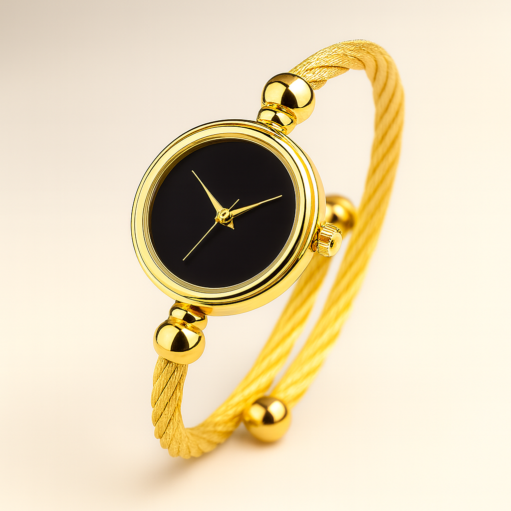 Savona Quartz Watch Bangle in Non-Tarnish Metal Open Bangle Design