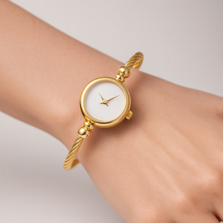 Savona Quartz Watch Bangle in Non-Tarnish Metal Open Bangle Design