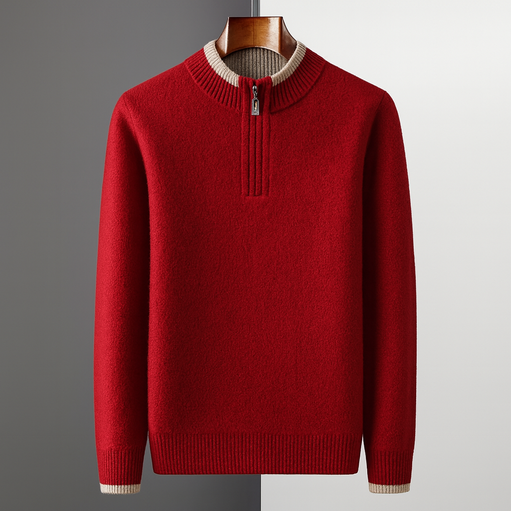 Men's Wool Quarter-Zip Sweater | Savoni