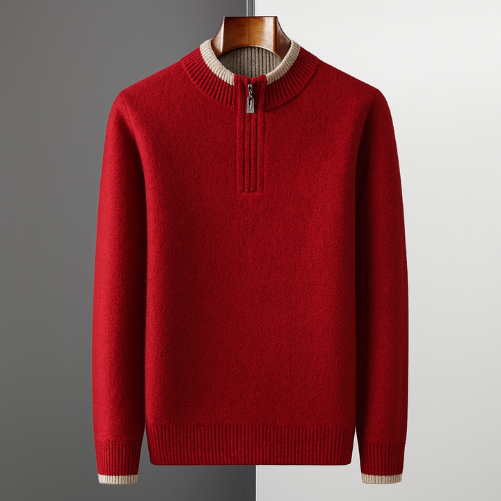 Men's Wool Quarter-Zip Sweater | Savoni