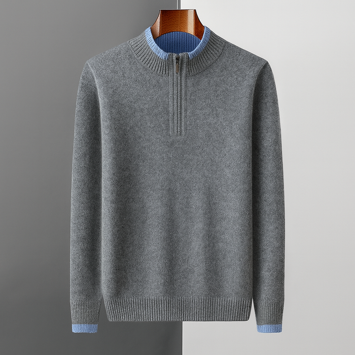 Men's Wool Quarter-Zip Sweater | Savoni