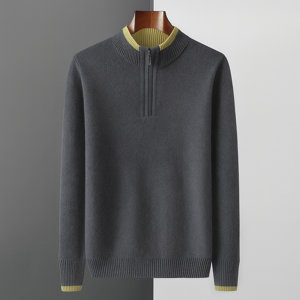 Men's Wool Quarter-Zip Sweater | Savoni