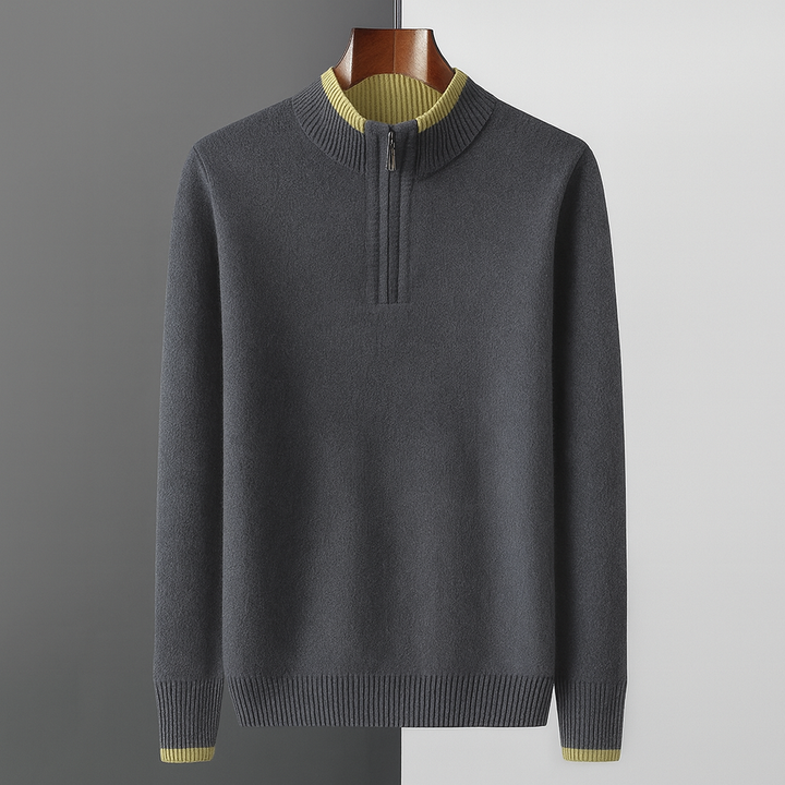 Men's Wool Quarter-Zip Sweater | Savoni