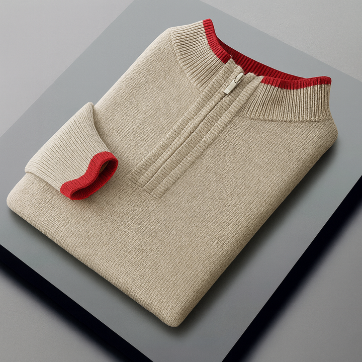 Men's Wool Quarter-Zip Sweater | Savoni