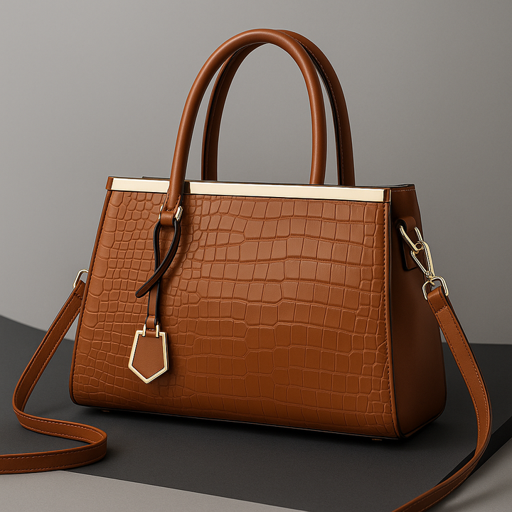 Women's Croc-Embossed Leather Structured Handbag | Savona