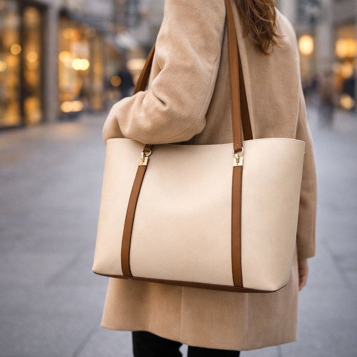 Women's Leather Handbag with Gold Hardware | Savona