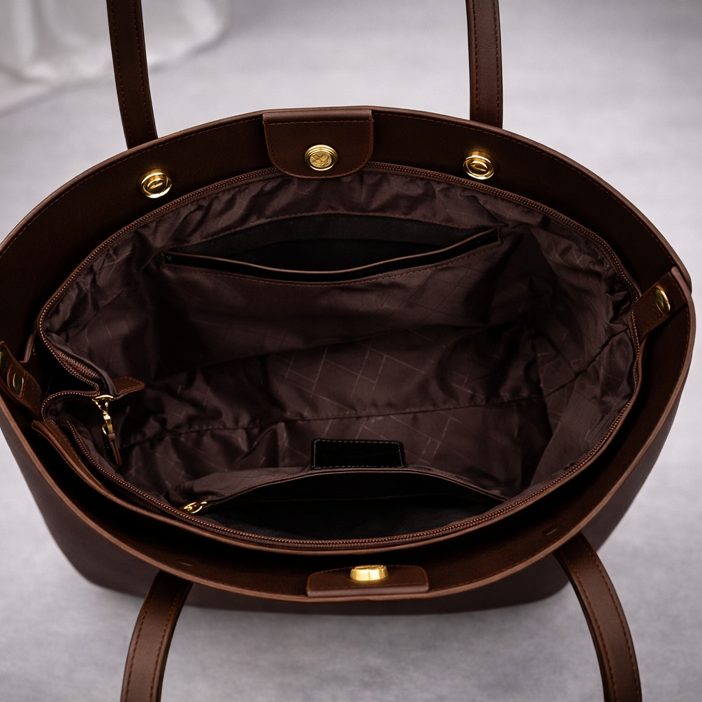 Women's Leather Handbag with Gold Hardware | Savona