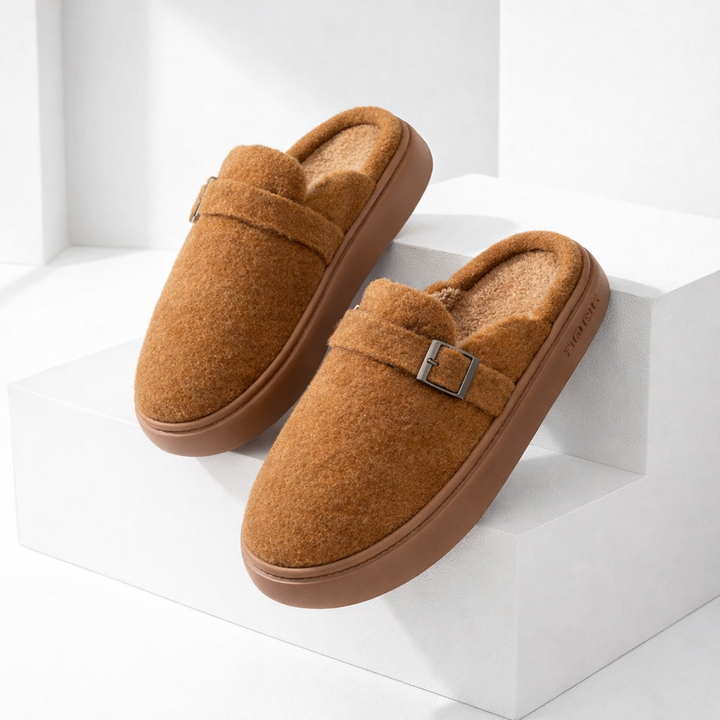 Women's Plush Cotton Mule Slippers | Savona