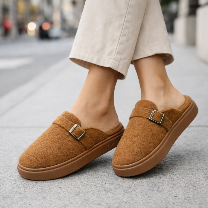Women's Plush Cotton Mule Slippers | Savona