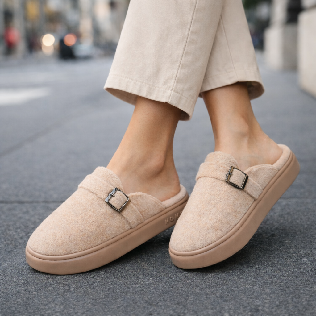Women's Plush Cotton Mule Slippers | Savona