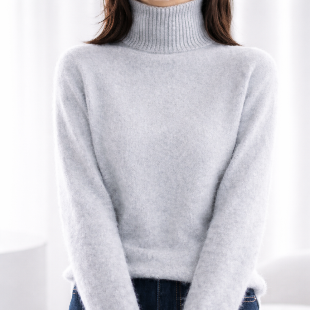 Women's Mink Cashmere Ribbed Turtleneck Sweater | Savona