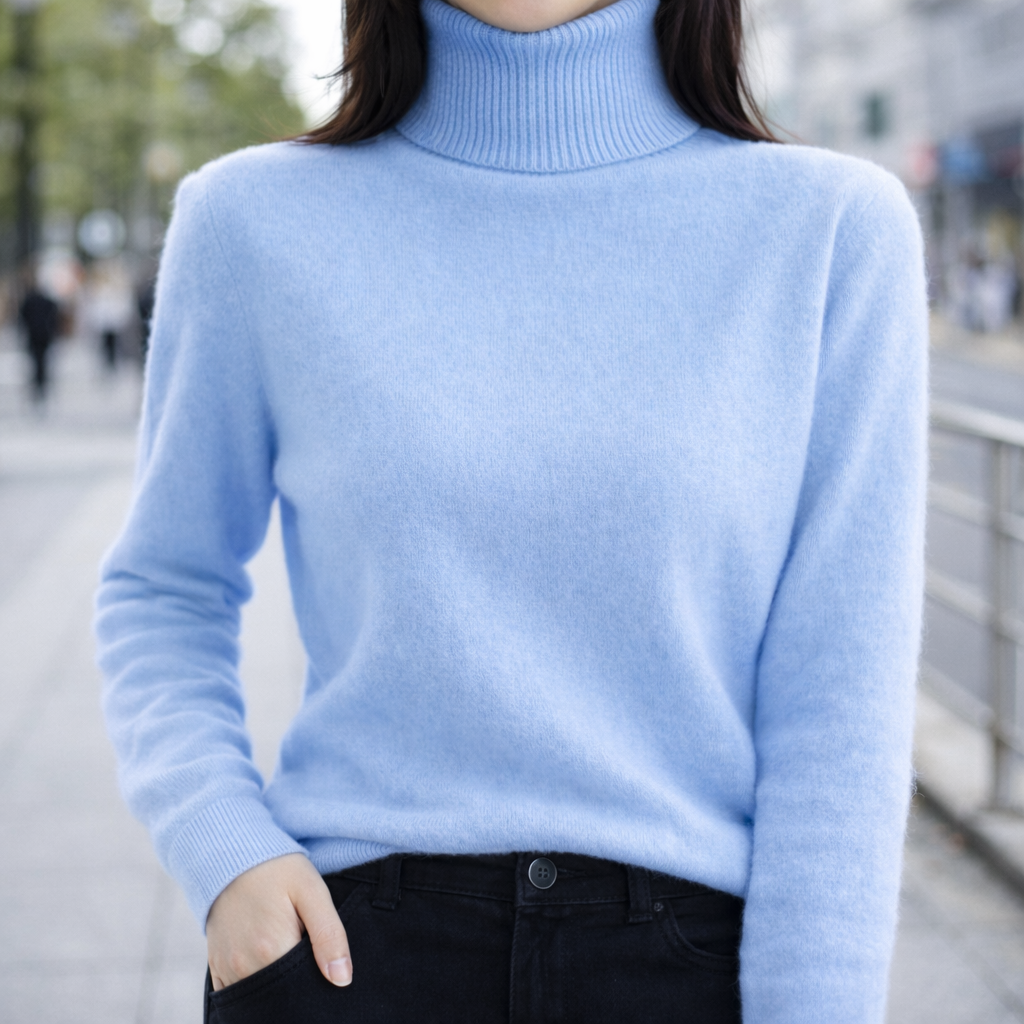 Women's Mink Cashmere Ribbed Turtleneck Sweater | Savona
