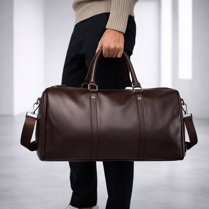 Men's Full-Grain Leather Duffle Bag | Savoni