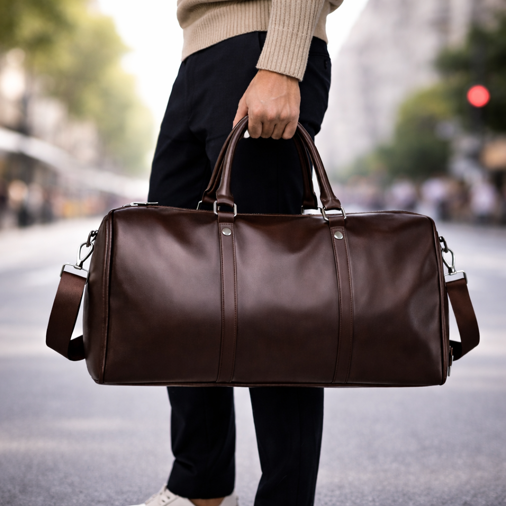 Men's Full-Grain Leather Duffle Bag | Savoni