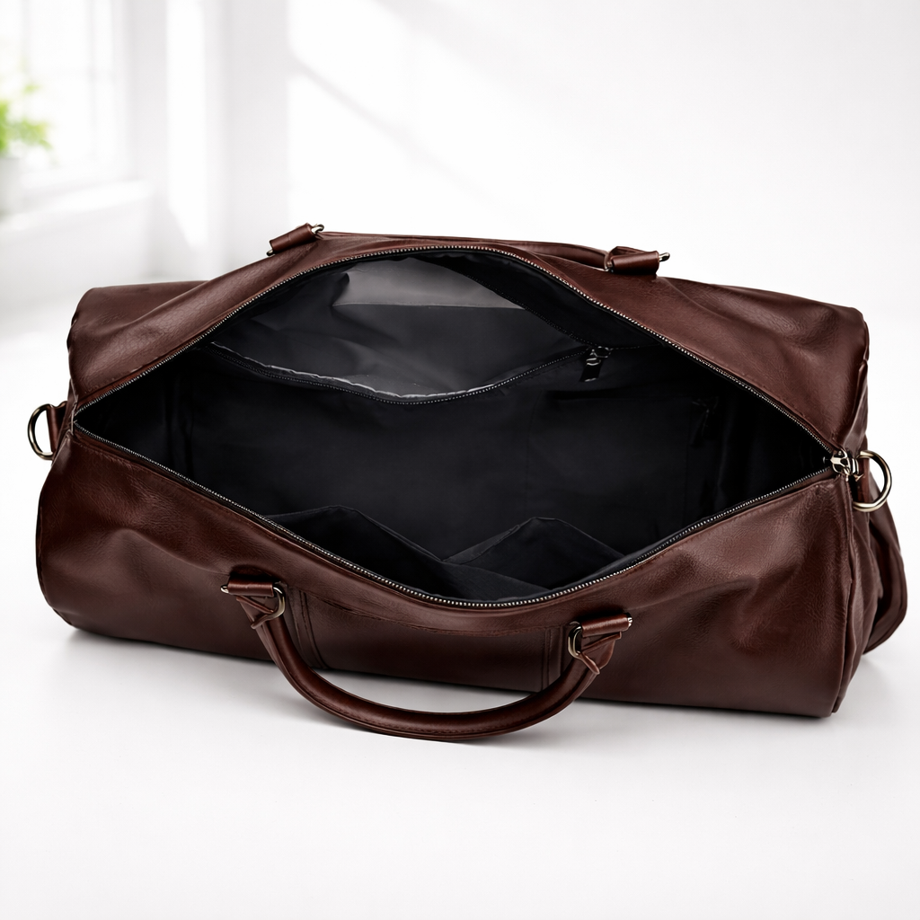 Men's Full-Grain Leather Duffle Bag | Savoni