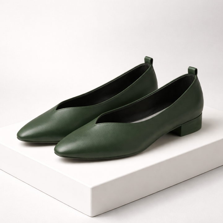 Savona Women's Italian Leather Low Block Heel Pumps