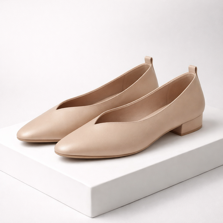 Savona Women's Italian Leather Low Block Heel Pumps