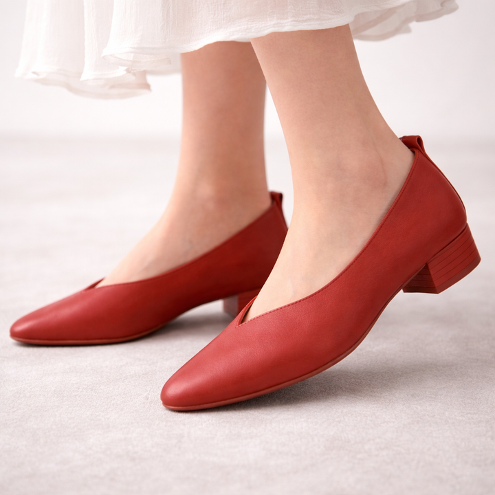 Savona Women's Italian Leather Low Block Heel Pumps