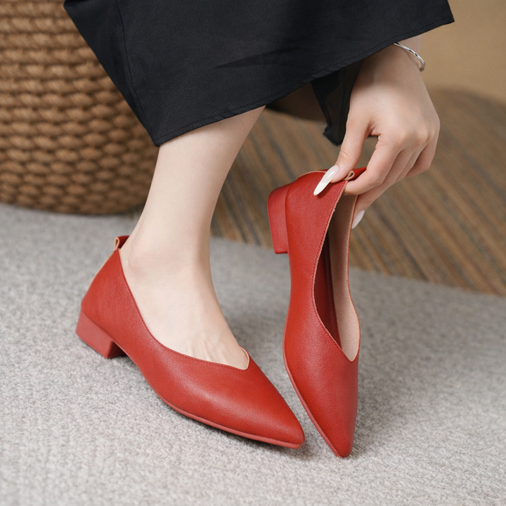 Savona Women's Italian Leather Block Heel Pumps