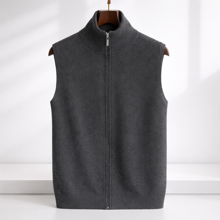 Savoni Men's Merino Wool Zip-Up Vest