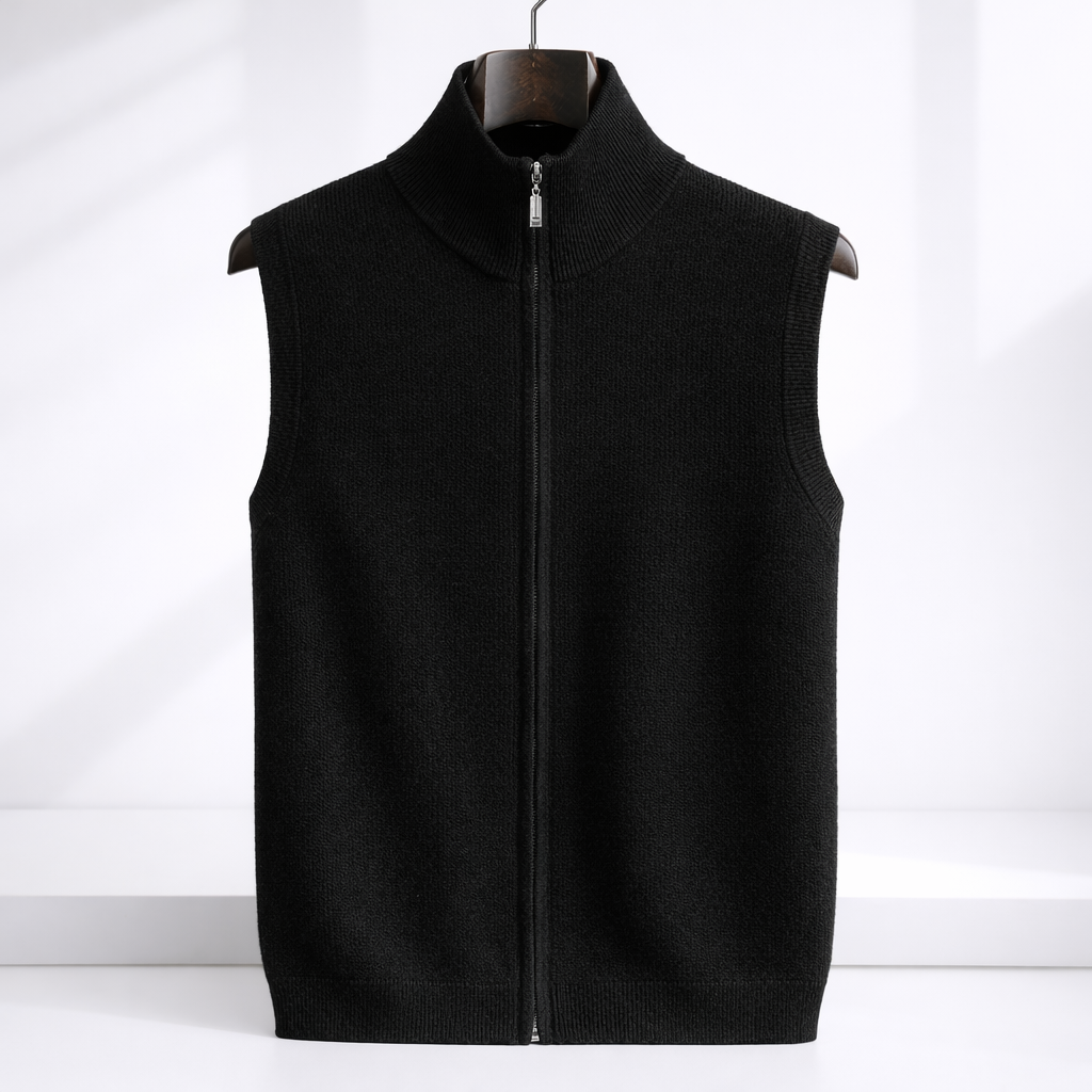 Savoni Men's Merino Wool Zip-Up Vest