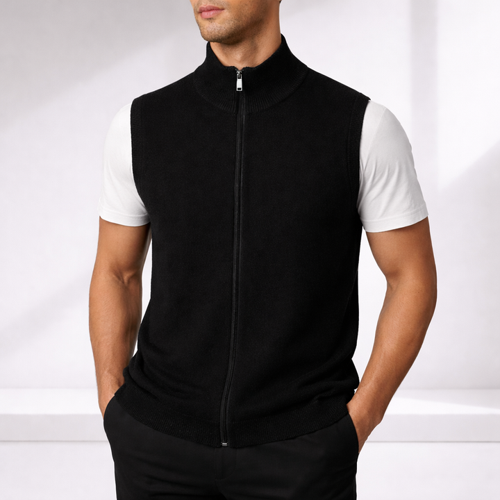 Savoni Men's Merino Wool Zip-Up Vest