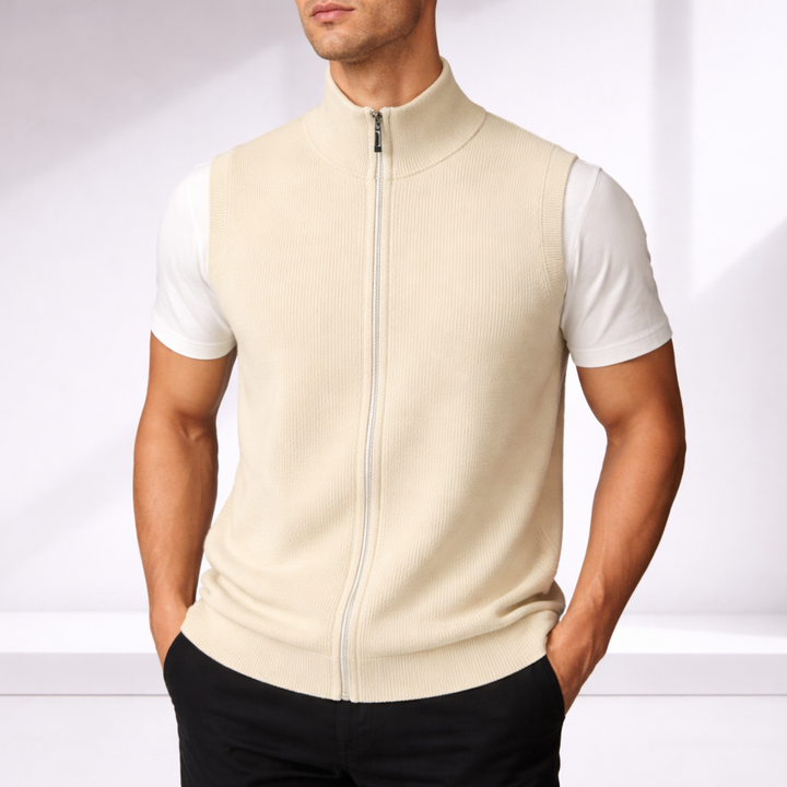 Savoni Men's Merino Wool Zip-Up Vest