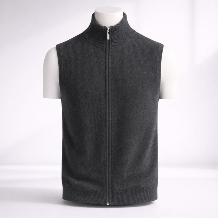 Savoni Men's Merino Wool Zip-Up Vest